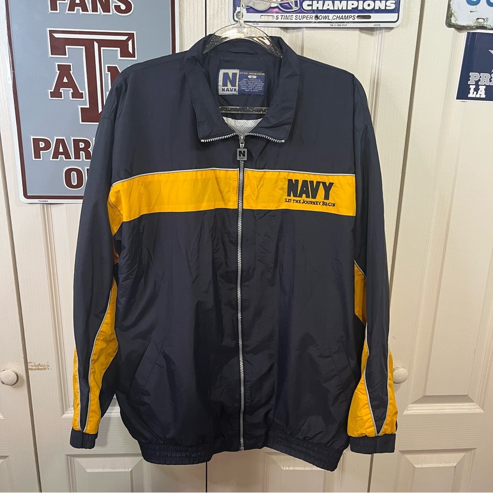 Navy Let the Journey Begin Windbreaker